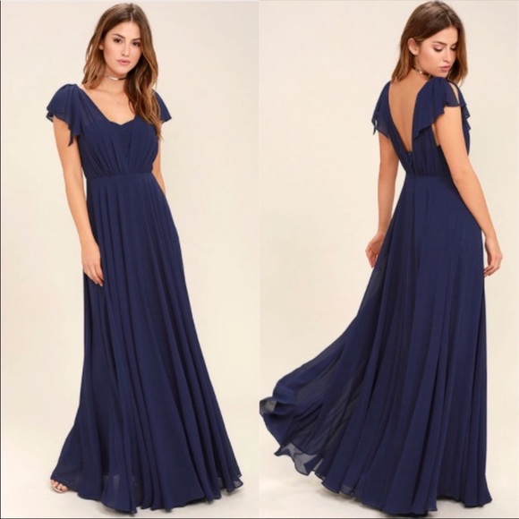 Lulus Dresses & Skirts - Lulu’s Navy Blue Falling for You Navy Blue Maxi Dress Size XS